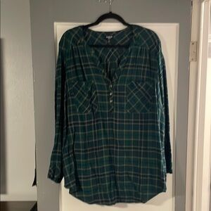 Torrid Harper Plaid Green Women's Top